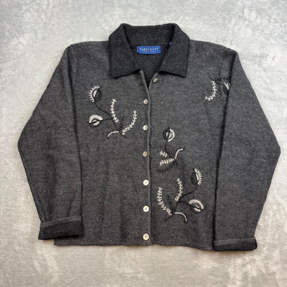 Karen-scott Women's Grey and Black Cardigan